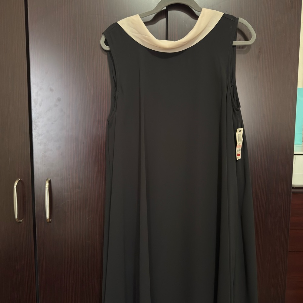 Alfani Black and Cream A-Line Midi Dress